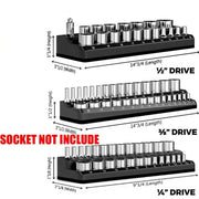 6PCS 1/4" 3/8" 1/2" 143 Slot Magnetic Socket Organizer Storage Holder Trays Set