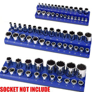 6PCS 1/4" 3/8" 1/2" 143 Slot Magnetic Socket Organizer Storage Holder Trays Set