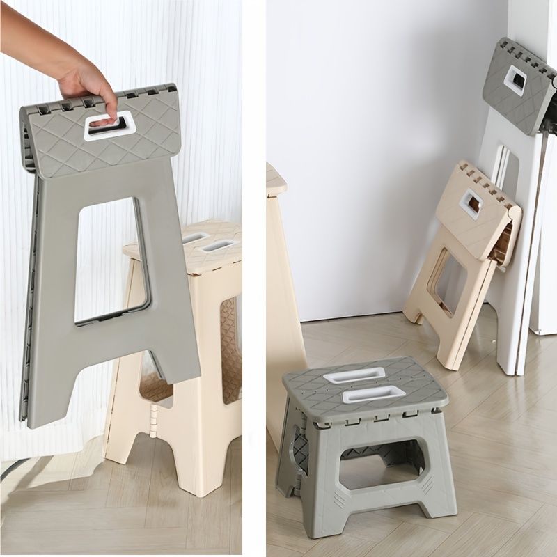Gray folding step stool, compact stool, non-slip step stool, heavy-duty stool, home accessory, reaching V1102-102-65455