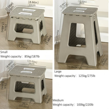 Gray folding step stool, compact stool, non-slip step stool, heavy-duty stool, home accessory, reaching V1102-102-65455