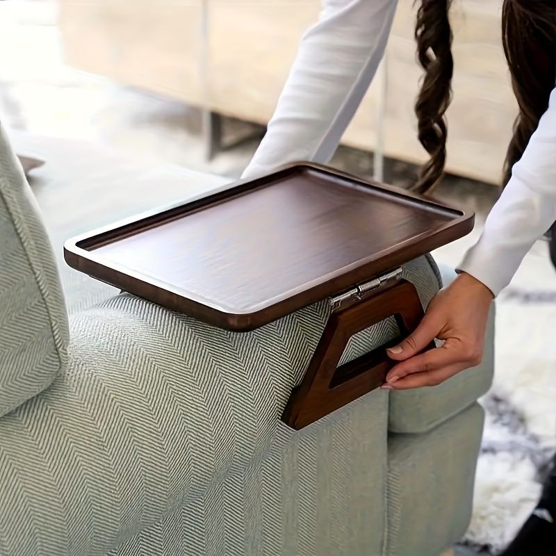 Red Folding Side Table for Sofa with Wooden Finish V1102-102-BLA-91857