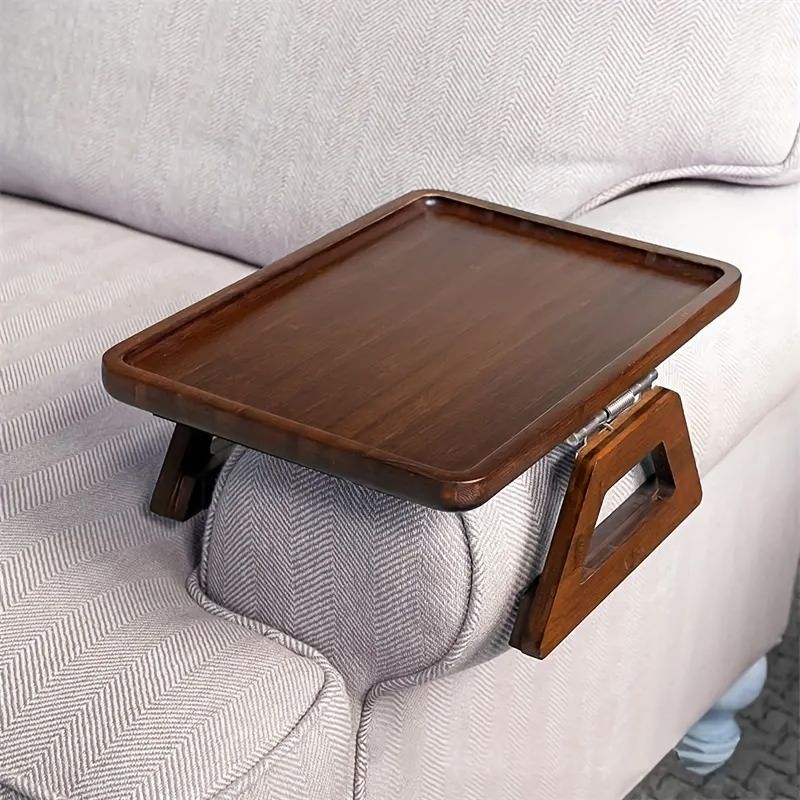 Red Folding Side Table for Sofa with Wooden Finish V1102-102-BLA-91857