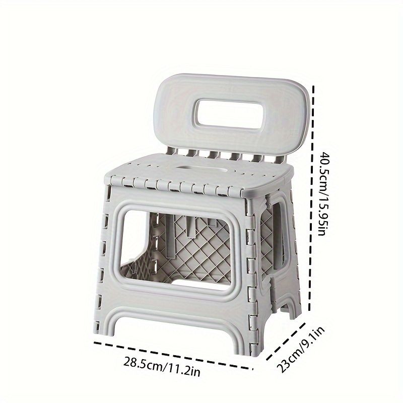 Green folding plastic stool, stool with backrest, portable stool, durable stool, comfortable seating, extra V1102-102-GRE-75162
