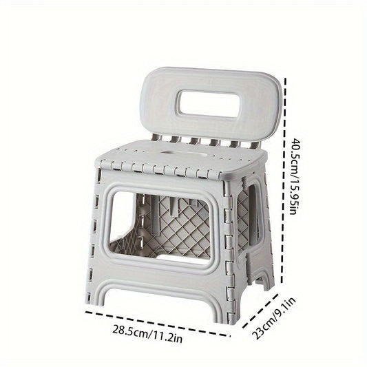 Green folding plastic stool, stool with backrest, portable stool, durable stool, comfortable seating, extra V1102-102-GRE-75162
