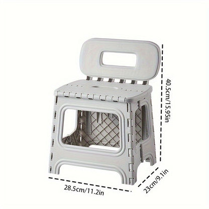 Green folding plastic stool, stool with backrest, portable stool, durable stool, comfortable seating, extra V1102-102-GRE-75162