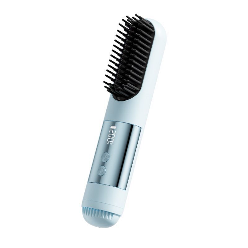 wireless hair comb, cold air hair comb, straightening comb, curling comb, hair styling tool, portable hair comb, Australia hair tool, rechargeable hair comb, travel hair straightener, versatile hair styler - Beige - Size E