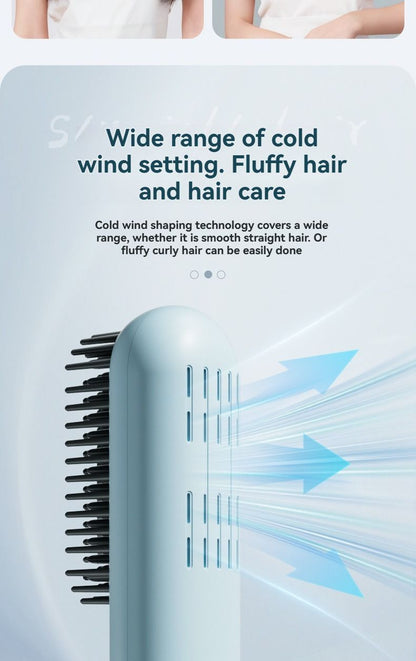 wireless hair comb, cold air hair comb, straightening comb, curling comb, hair styling tool, portable hair comb, Australia hair tool, rechargeable hair comb, travel hair straightener, versatile hair styler - Beige - Size E