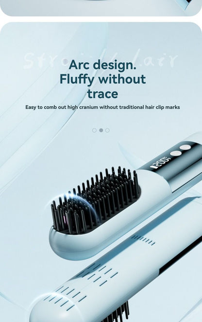 wireless hair comb, cold air hair comb, straightening comb, curling comb, hair styling tool, portable hair comb, Australia hair tool, rechargeable hair comb, travel hair straightener, versatile hair styler - Beige - Size E