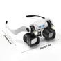 Black binocular magnifying glasses, LED lights, hands-free magnifier, adjustable magnification, high-powered V1102-108-BLA-86711