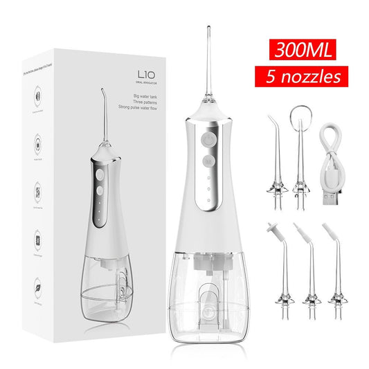 portable electric water flosser, USB charged oral irrigator, oral care Australia, dental hygiene, travel water flosser, adjustable pressure, water flosser with multiple nozzles, gum health, teeth cleaning, personal oral care - Black - Size set