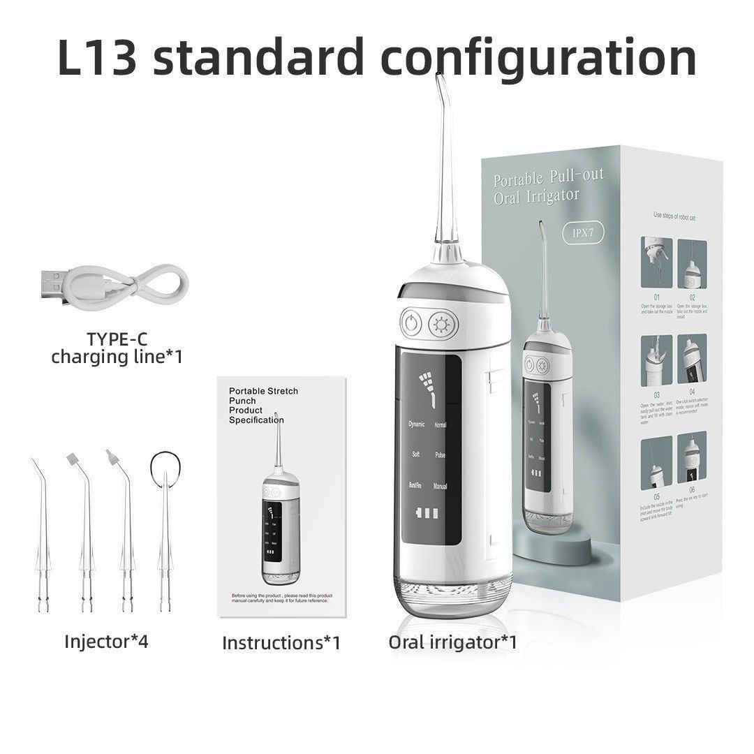 Portable Water Flosser Electric Water Flosser USB Rechargeable Flosser Oral - Black - Size set