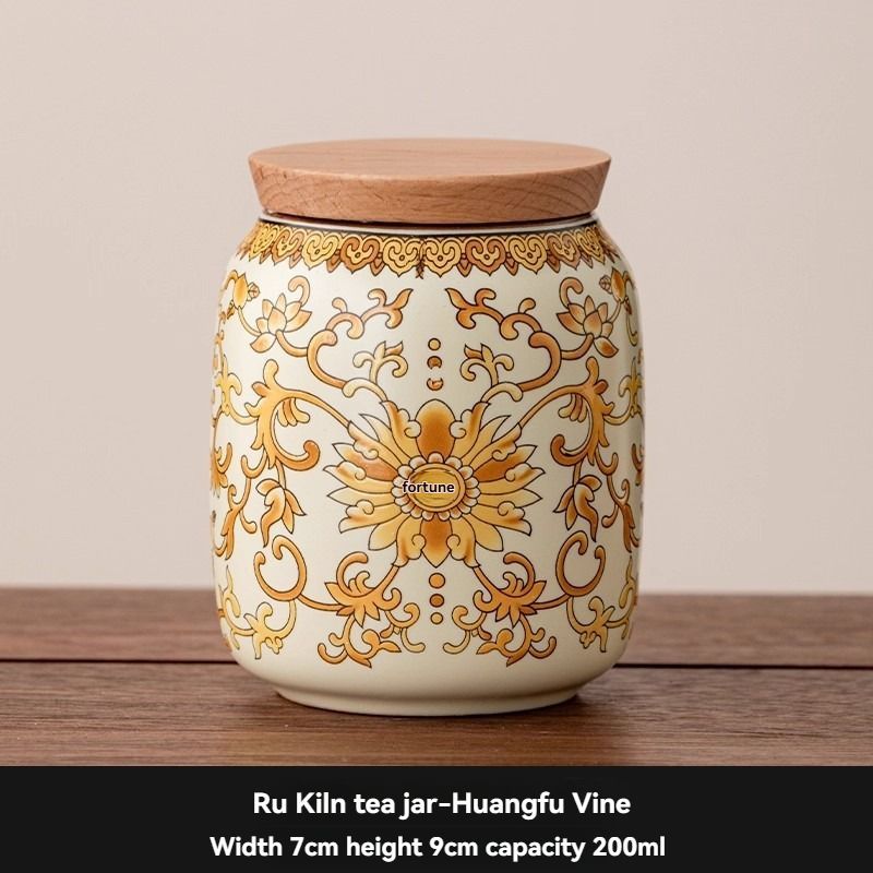 Ru Kiln tea jar, blue-and-white ceramic canister, airtight tea storage, floral tea container, Australian tea accessory - Cyan - Size 2