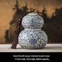 Ru Kiln tea jar, blue-and-white ceramic canister, airtight tea storage, floral tea container, Australian tea accessory - Cyan - Size 6