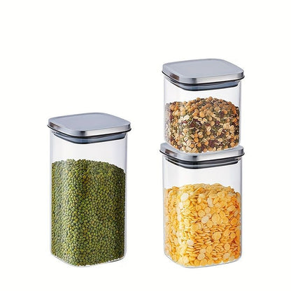 airtight storage jars, coffee bean jars, stainless steel lid, glass jars with lids, square canisters, pantry organisation, kitchen storage Australia - Clear - Size 2pcs-450ml