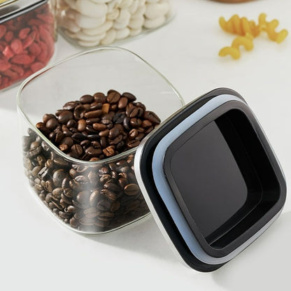airtight storage jars, coffee bean jars, stainless steel lid, glass jars with lids, square canisters, pantry organisation, kitchen storage Australia - Clear - Size 2pcs-450ml