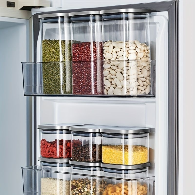 airtight storage jars, coffee bean jars, stainless steel lid, glass jars with lids, square canisters, pantry organisation, kitchen storage Australia - Clear - Size 2pcs-560ml