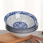 blue and white porcelain bowl, soup bowl, noodle bowl, ceramic bowl, large bowl, tableware, Australian home, dinnerware set, traditional design, durable ceramic - Cyan - Size 6pcs