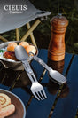 CIEUI Folding Titanium Spoon Fork Set - Lightweight Camping Cutlery V1102-122-BLA-16782