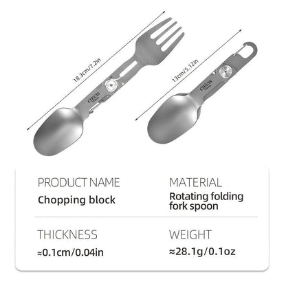 CIEUI Folding Titanium Spoon Fork Set - Lightweight Camping Cutlery V1102-122-BLA-16782