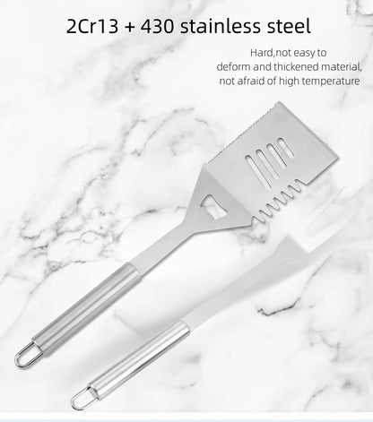 stainless steel BBQ tool set, BBQ utensils, outdoor grilling tools, Australian BBQ set, durable BBQ tools V1102-122-BLA-31321