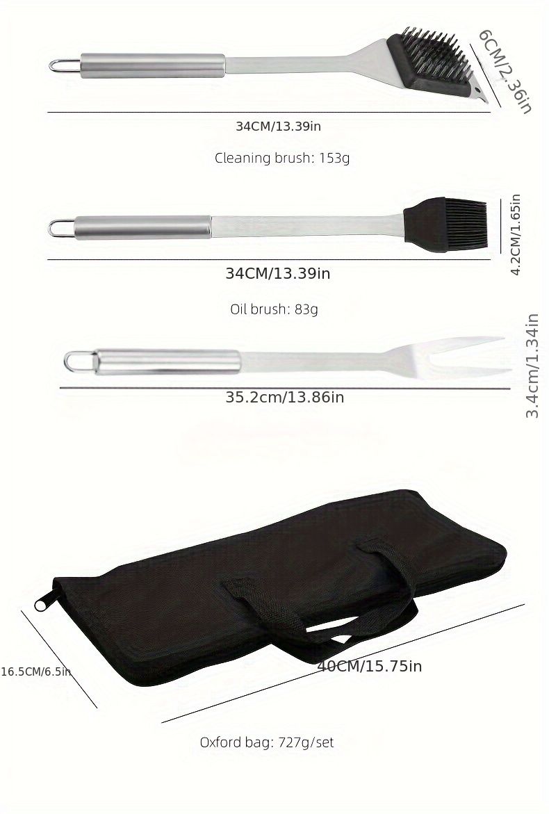 stainless steel BBQ tool set, BBQ utensils, outdoor grilling tools, Australian BBQ set, durable BBQ tools V1102-122-BLA-31321