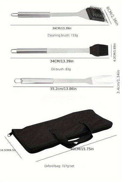 stainless steel BBQ tool set, BBQ utensils, outdoor grilling tools, Australian BBQ set, durable BBQ tools V1102-122-BLA-31321