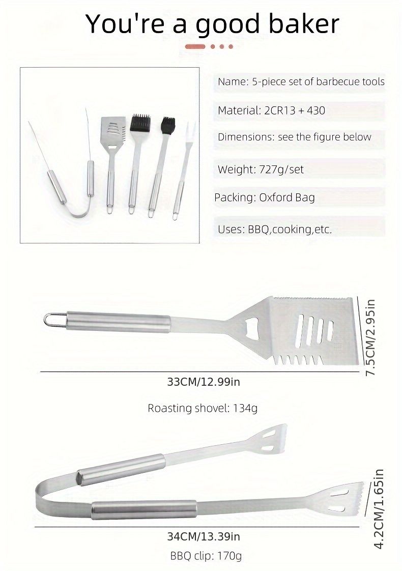 stainless steel BBQ tool set, BBQ utensils, outdoor grilling tools, Australian BBQ set, durable BBQ tools V1102-122-BLA-31321