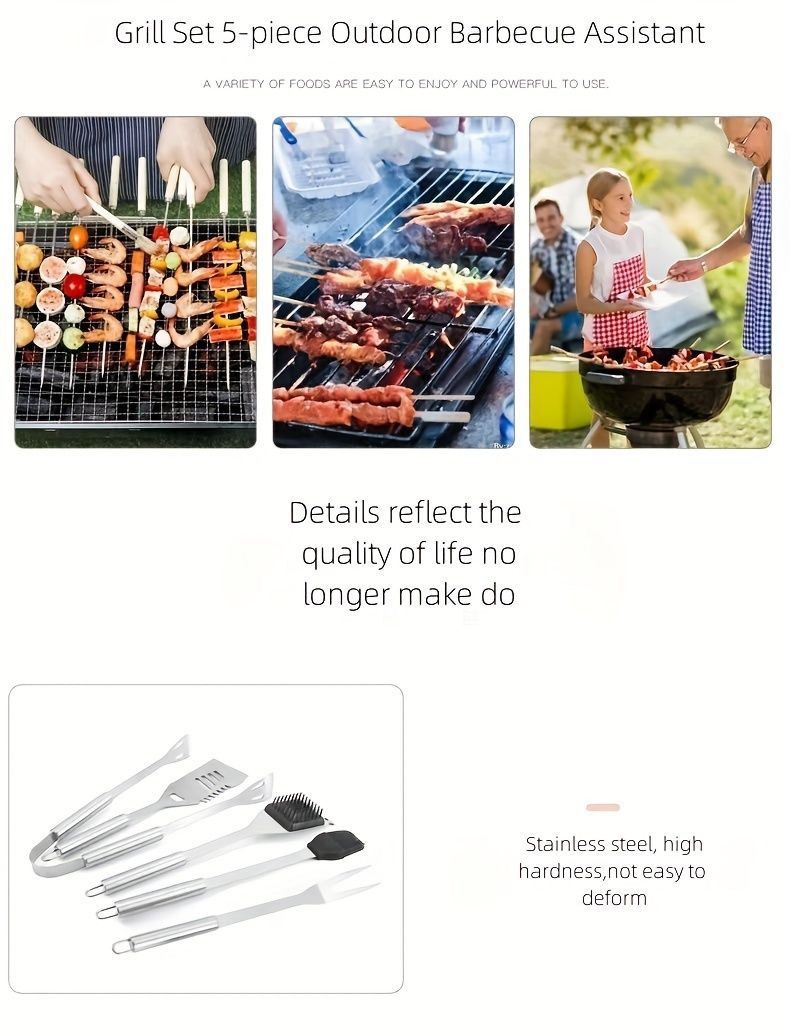 stainless steel BBQ tool set, BBQ utensils, outdoor grilling tools, Australian BBQ set, durable BBQ tools V1102-122-BLA-31321