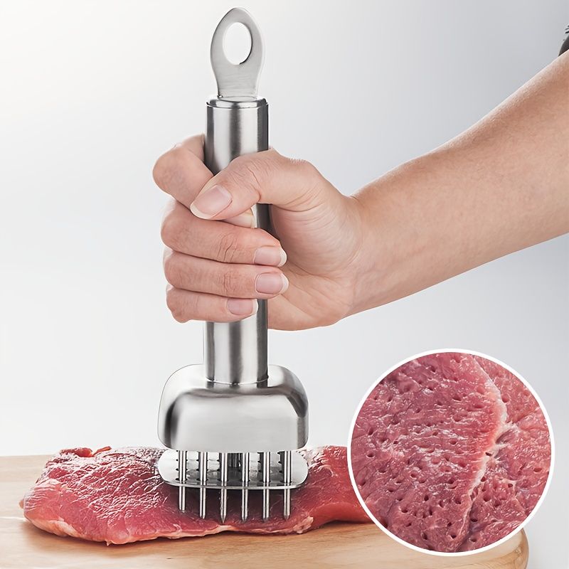 Silver White meat tenderizer, stainless steel, kitchen tool, tender meat, cooking essential, Australian V1102-122-BLA-51082
