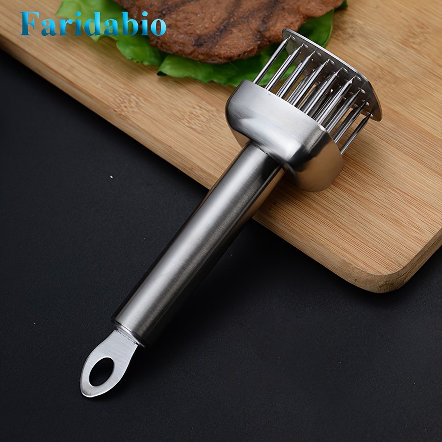 Silver White meat tenderizer, stainless steel, kitchen tool, tender meat, cooking essential, Australian V1102-122-BLA-51082