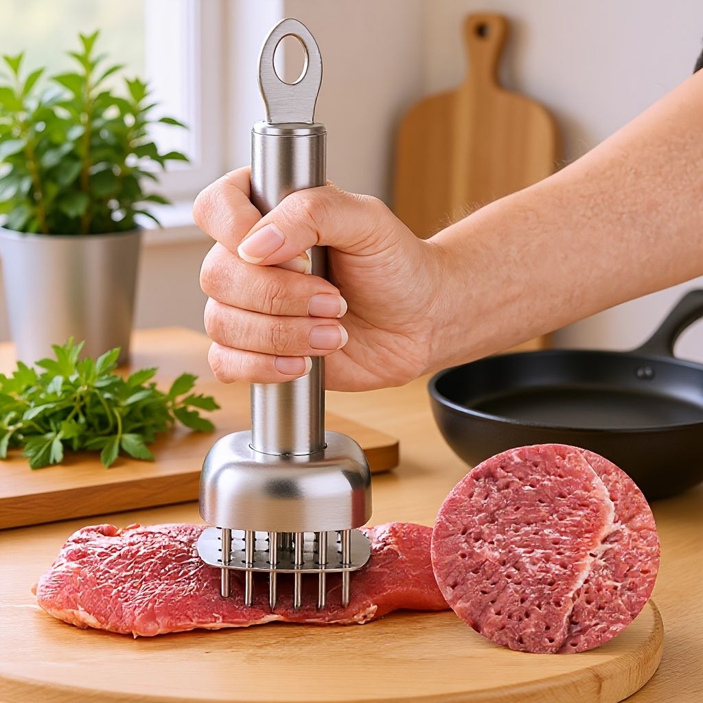 Silver White meat tenderizer, stainless steel, kitchen tool, tender meat, cooking essential, Australian V1102-122-BLA-51082
