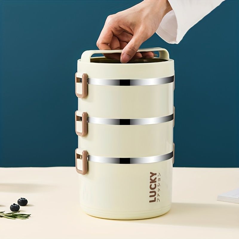 White stainless steel bento box, multi-layer lunch box, food storage container, Australian kitchenware, V1102-122-BLU-86456