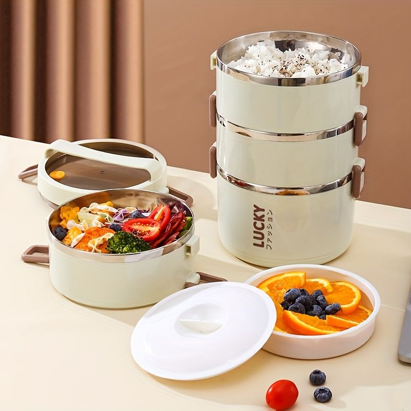 White stainless steel bento box, multi-layer lunch box, food storage container, Australian kitchenware, V1102-122-BLU-86456