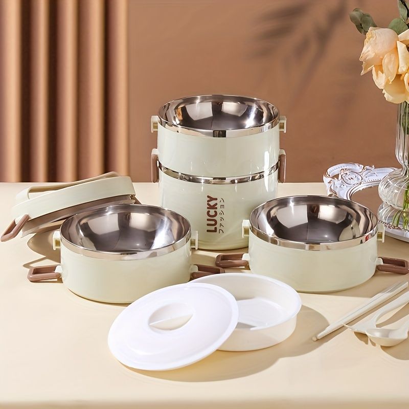 White stainless steel bento box, multi-layer lunch box, food storage container, Australian kitchenware, V1102-122-BLU-86456