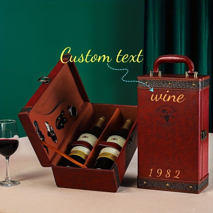 Red wine gift box, wine accessories, personalized wine box, custom text wine box, wine cooling barrels, V1102-122-SIL-15826