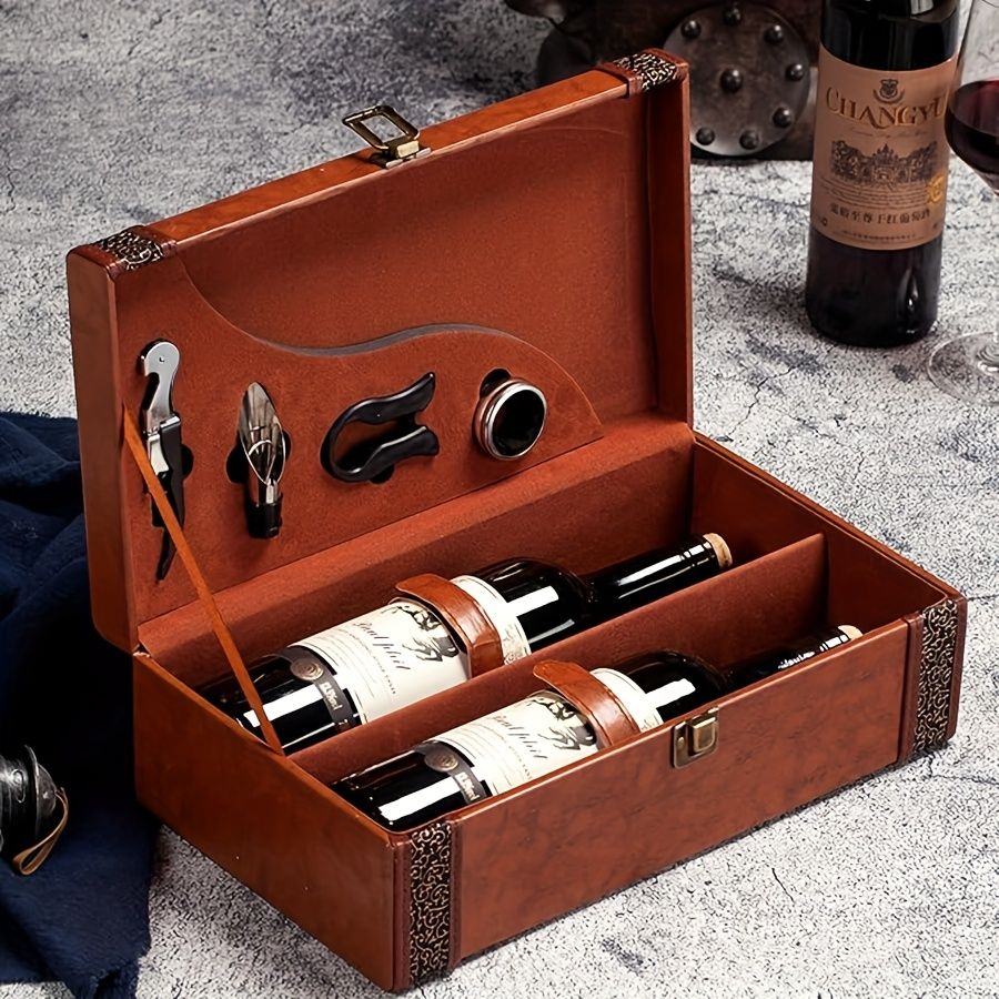 Red wine gift box, wine accessories, personalized wine box, custom text wine box, wine cooling barrels, V1102-122-SIL-15826