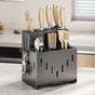 Gray kitchen knife storage rack, kitchen utensils organizer, knife holder, kitchen storage solution, V1102-122-WHI-04882