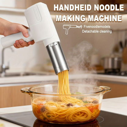 handheld noodle making machine, noodle maker, kitchen appliance, five noodle models, detachable cleaning, V1102-122-WHI-40406