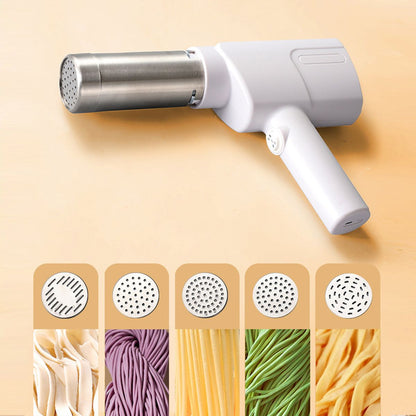 handheld noodle making machine, noodle maker, kitchen appliance, five noodle models, detachable cleaning, V1102-122-WHI-40406