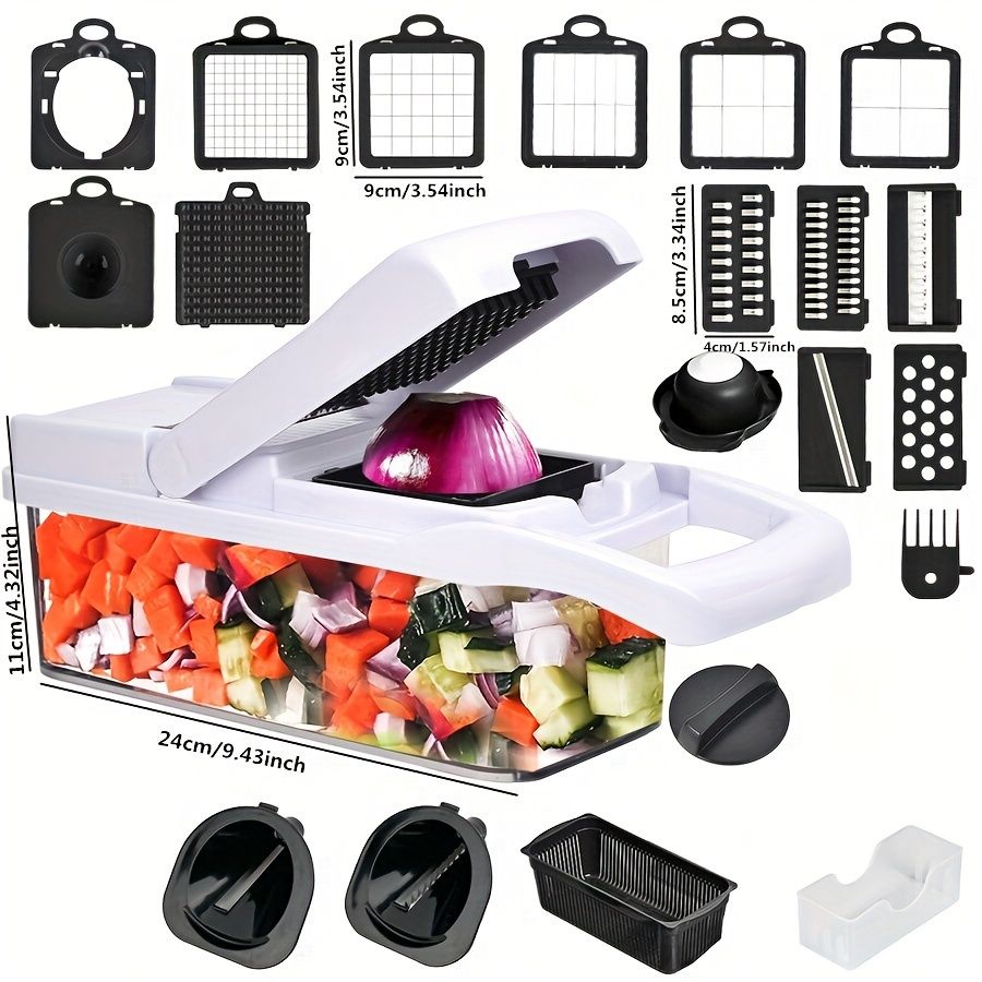 vegetable chopper, multi-function kitchen tool, high quality vegetable cutter, time-saving food prep, V1102-122-WHI-51898