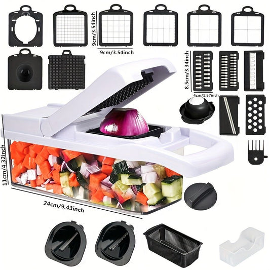 vegetable chopper, multi-function kitchen tool, high quality vegetable cutter, time-saving food prep, V1102-122-WHI-51898