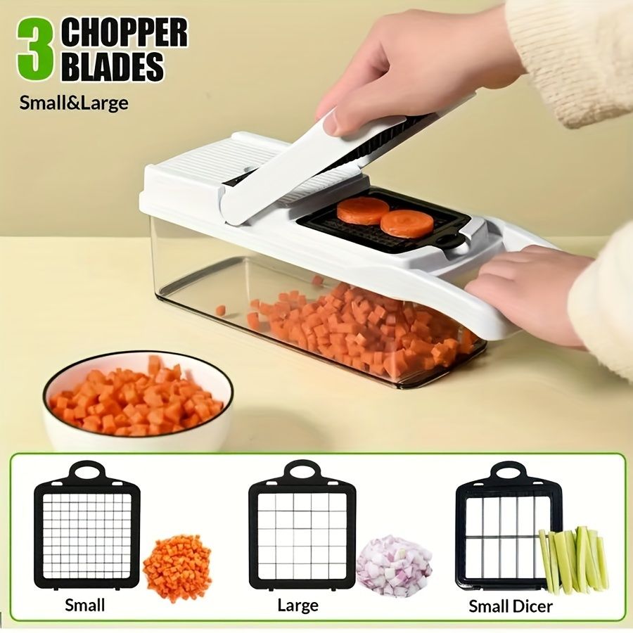 vegetable chopper, multi-function kitchen tool, high quality vegetable cutter, time-saving food prep, V1102-122-WHI-51898