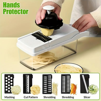 vegetable chopper, multi-function kitchen tool, high quality vegetable cutter, time-saving food prep, V1102-122-WHI-51898