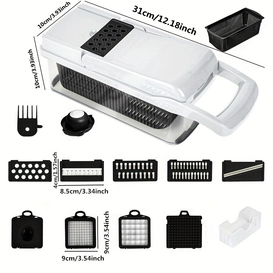 vegetable chopper, multi-function kitchen tool, high quality vegetable cutter, time-saving food prep, V1102-122-WHI-51898
