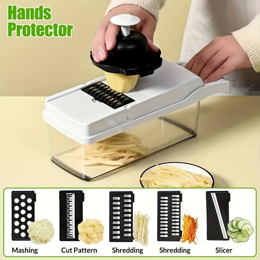 vegetable chopper, multi-function kitchen tool, high quality vegetable cutter, time-saving food prep, V1102-122-WHI-51898