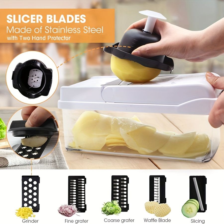 vegetable chopper, multi-function kitchen tool, high quality vegetable cutter, time-saving food prep, V1102-122-WHI-51898