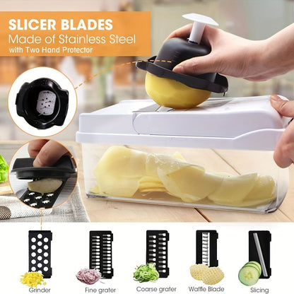 vegetable chopper, multi-function kitchen tool, high quality vegetable cutter, time-saving food prep, V1102-122-WHI-51898
