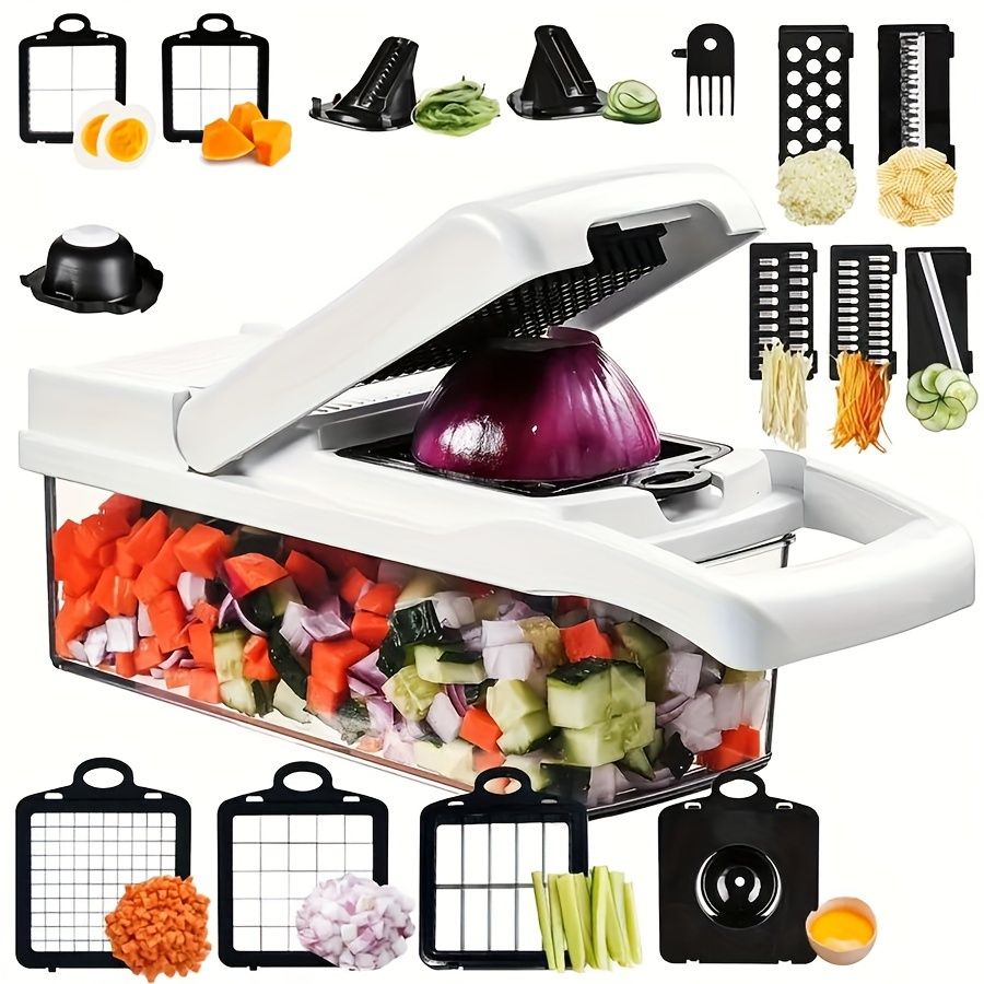 vegetable chopper, multi-function kitchen tool, high quality vegetable cutter, time-saving food prep, V1102-122-WHI-51898