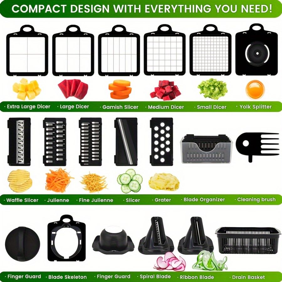 vegetable chopper, multi-function kitchen tool, high quality vegetable cutter, time-saving food prep, V1102-122-WHI-51898