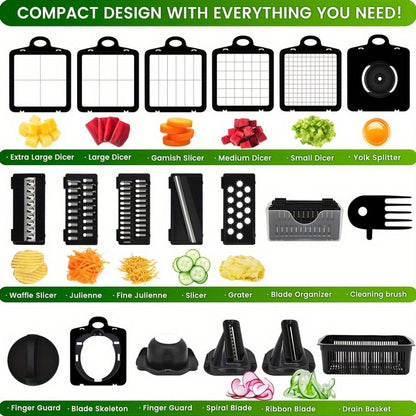 vegetable chopper, multi-function kitchen tool, high quality vegetable cutter, time-saving food prep, V1102-122-WHI-51898